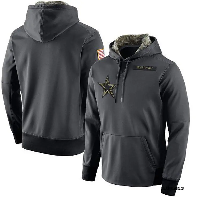 Custom Dallas Cowboys #00 Black 2020 Salute to Service Sideline Performance  Pullover Hoodie